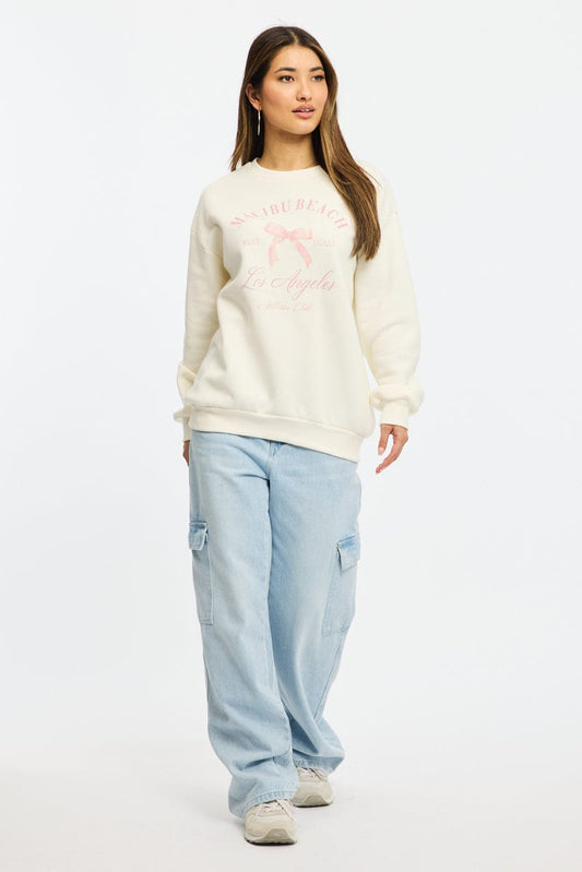 White Graphic Sweater Long Sleeve