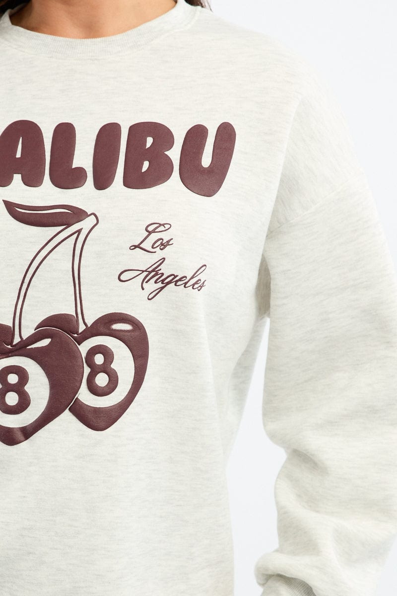 Grey Graphic Sweater Long Sleeve