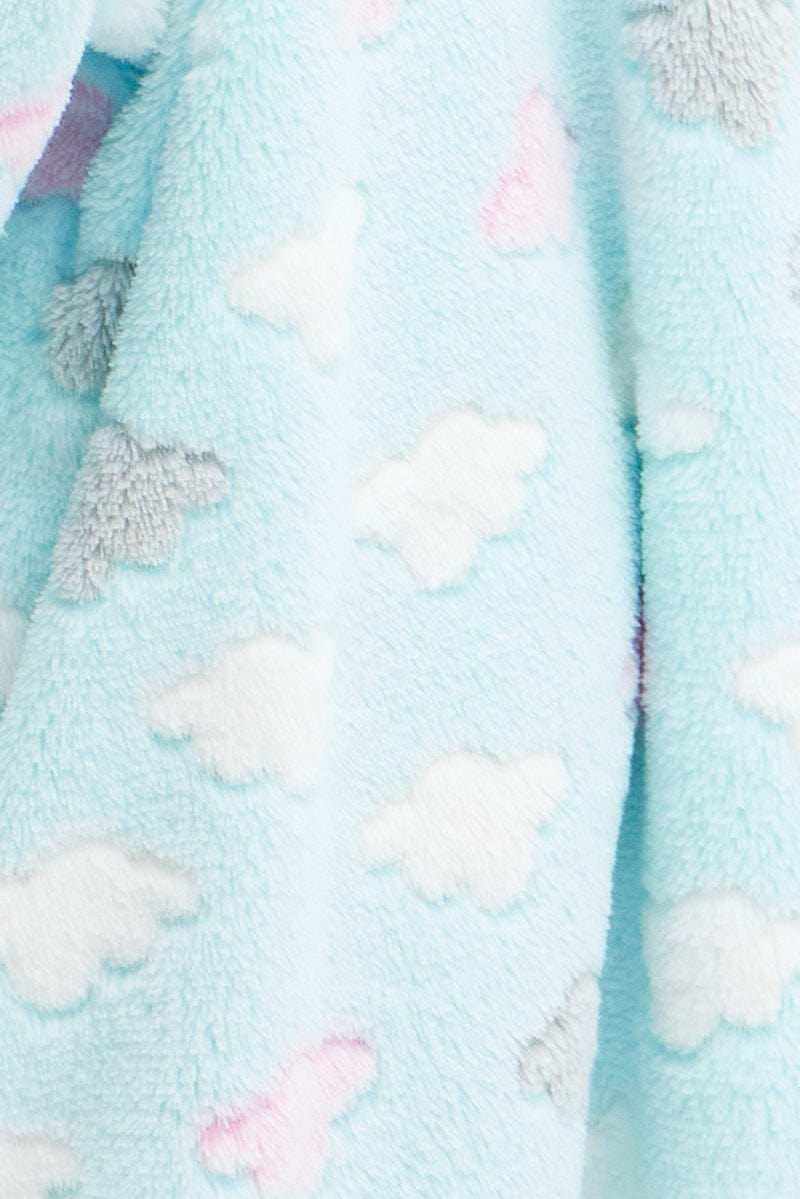 Green Cloud Print Cosy Blanket Hoodie PJ