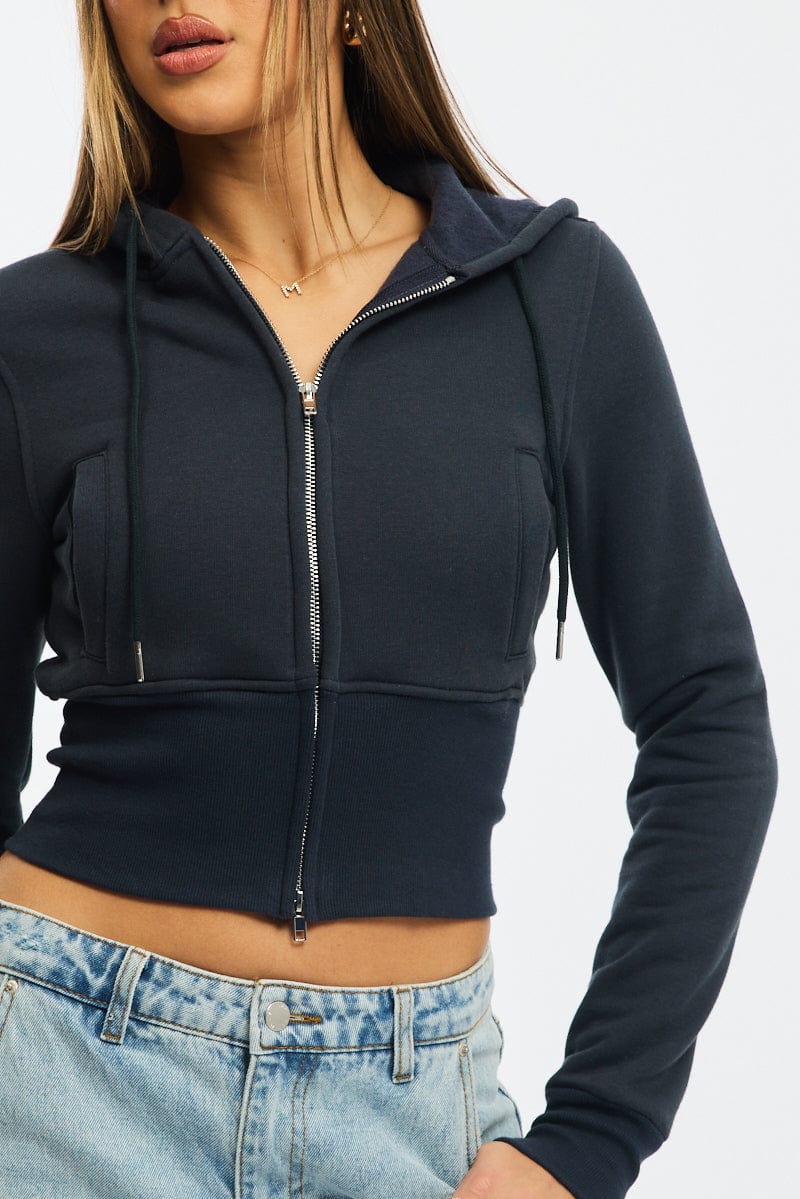 Blue Zip Through Hoodie