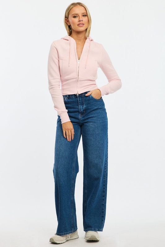 Pink Zip Through Hoodie