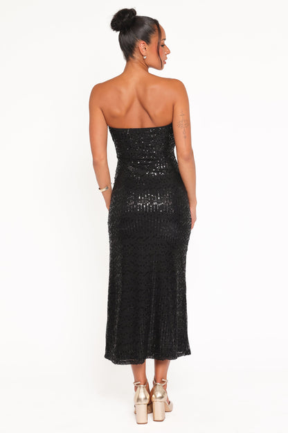 Agnes Strapless Sequin Maxi Dress - Black
