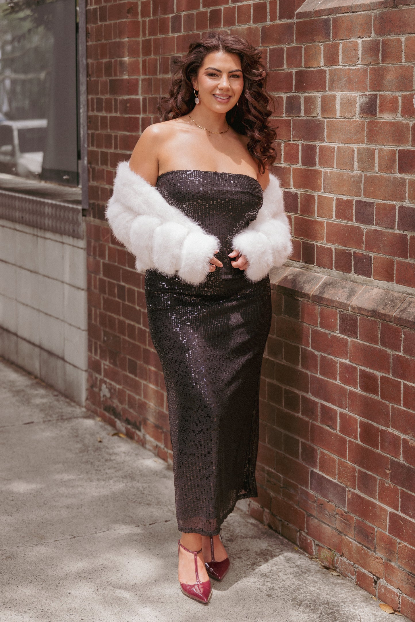 Agnes Strapless Sequin Maxi Dress - Black