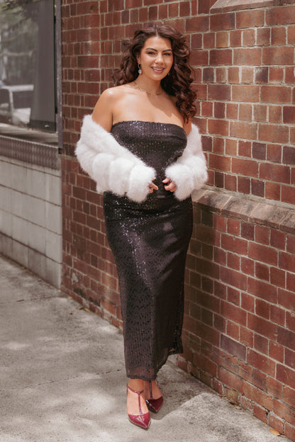 Agnes Strapless Sequin Maxi Dress - Black