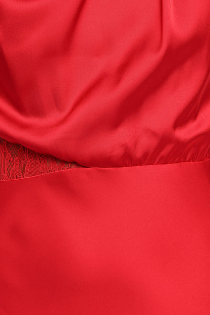 Anabelle Halter Neck Lace Maxi Dress - Red