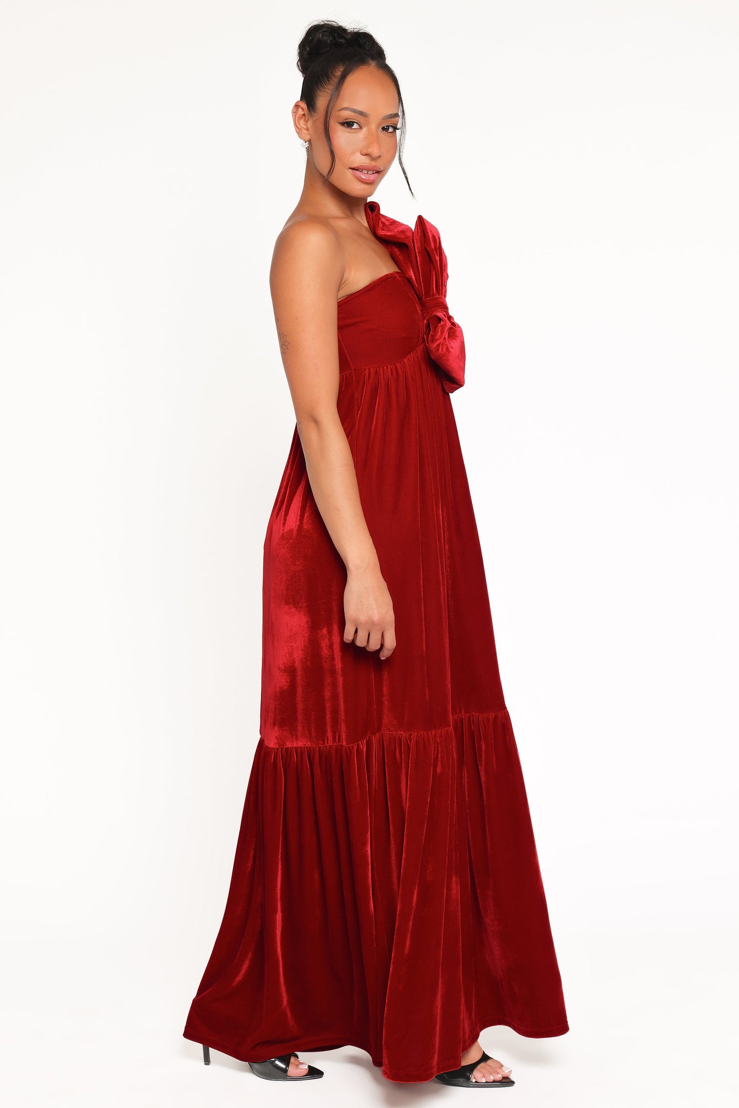 Betina Bow Front Maxi Dress - Red Velvet