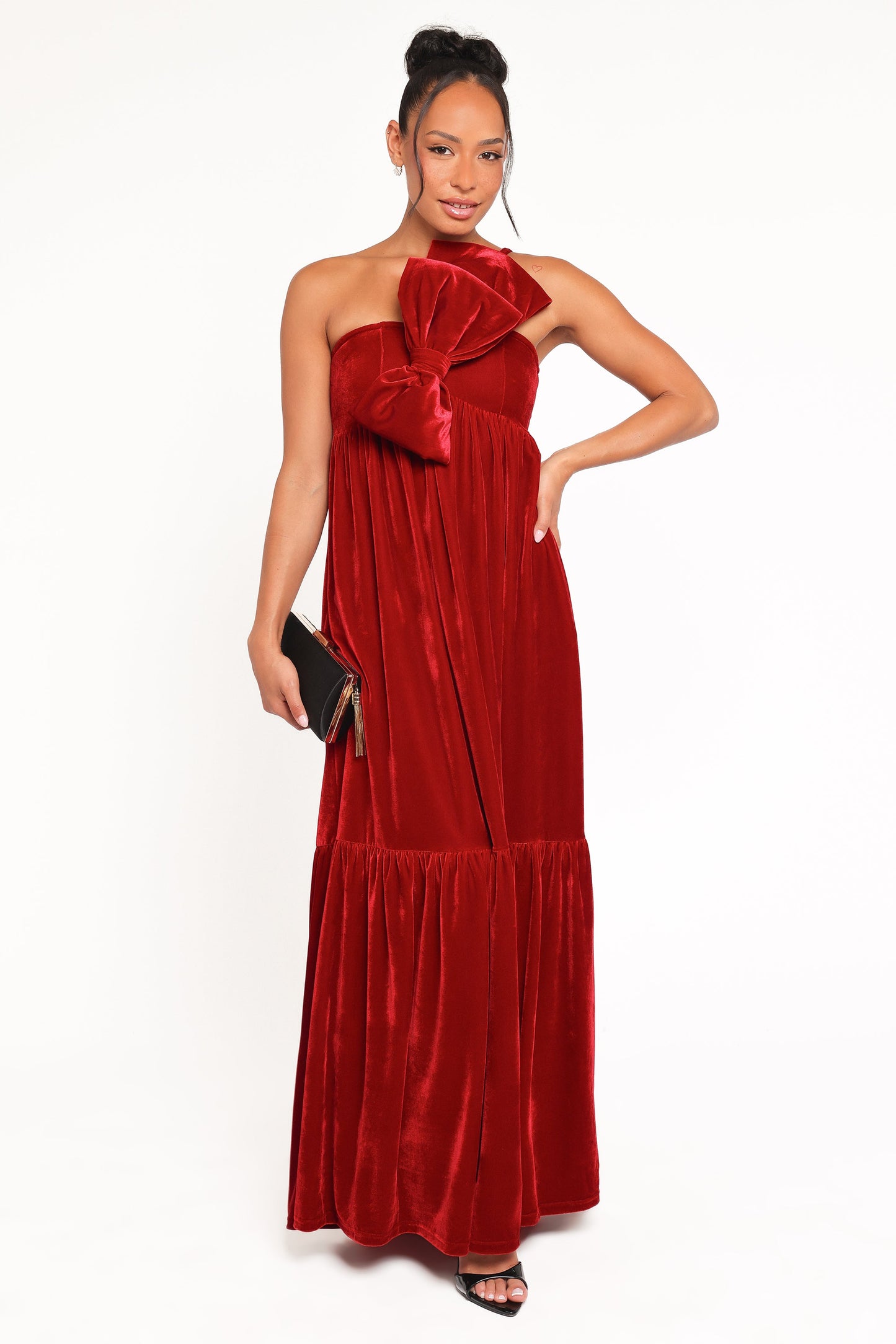 Betina Bow Front Maxi Dress - Red Velvet