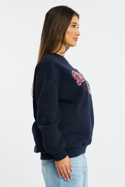 Blue Graphic Sweater Long Sleeve