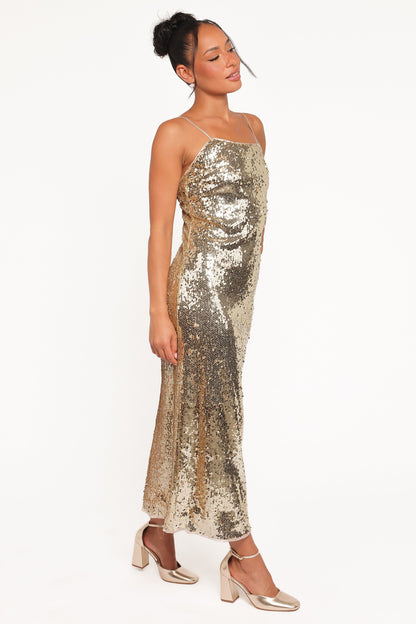 Karley Sequin Maxi Dress - Gold