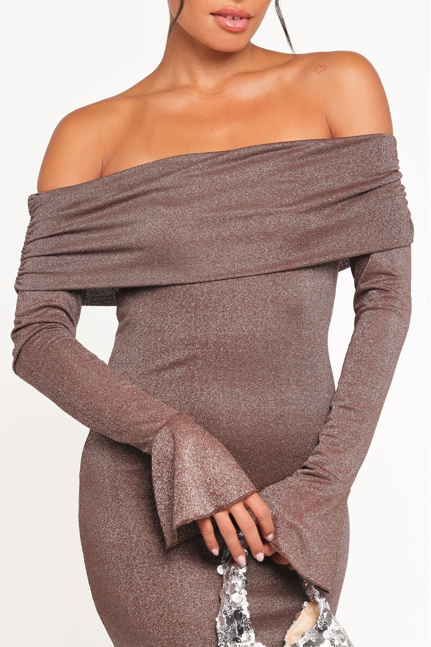 Oraton Off Shoulder Maxi Dress - Brown