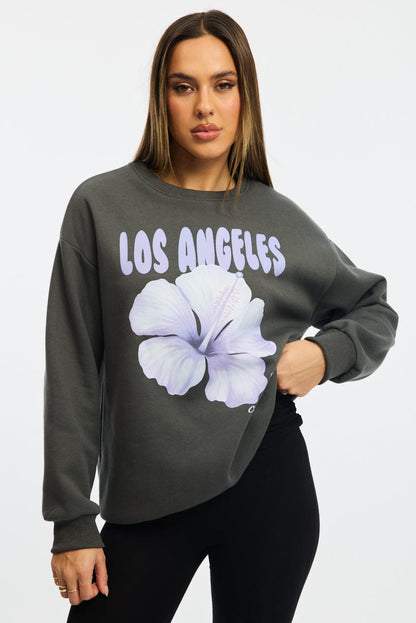 Grey Graphic Sweater Long Sleeve