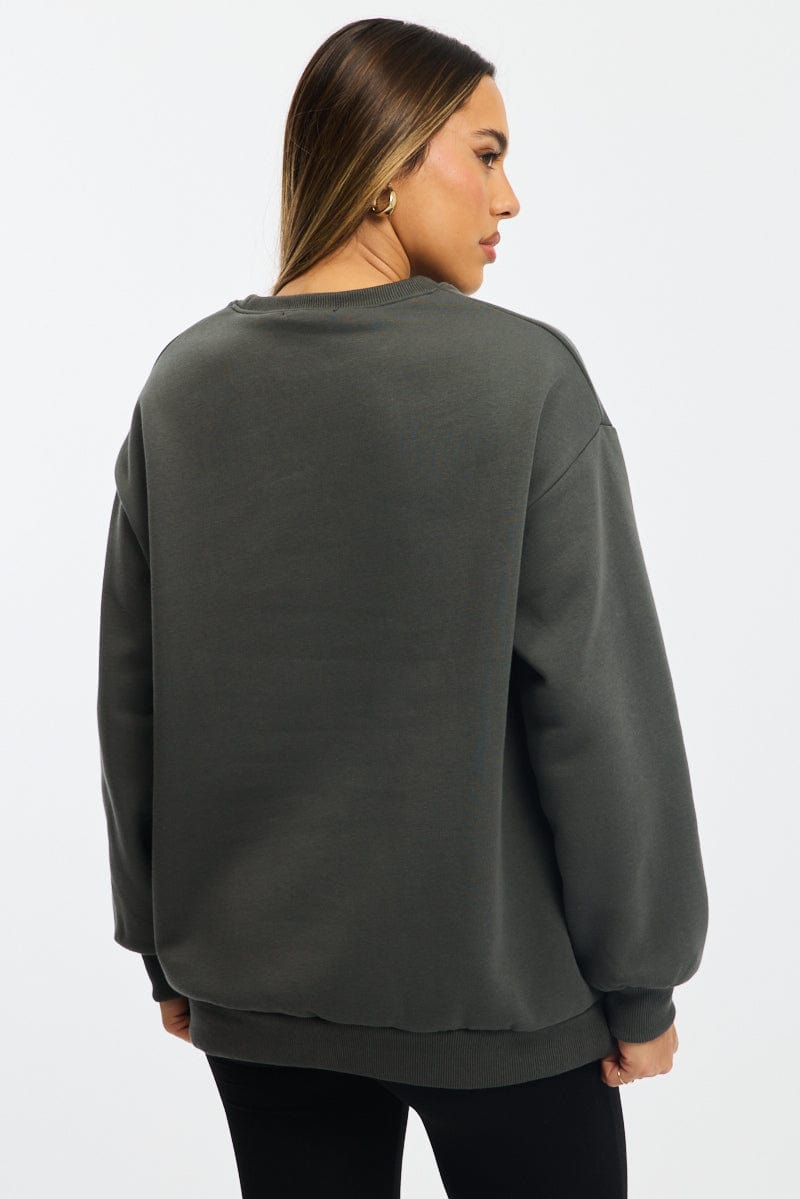 Grey Graphic Sweater Long Sleeve
