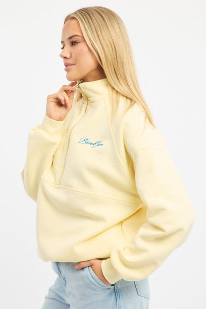 Yellow Zip Sweater Funnel Neck Oversized