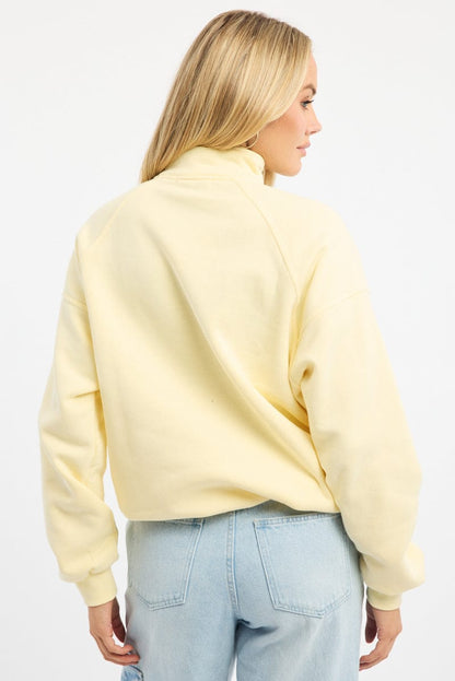 Yellow Zip Sweater Funnel Neck Oversized
