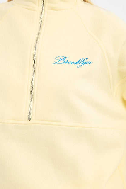 Yellow Zip Sweater Funnel Neck Oversized