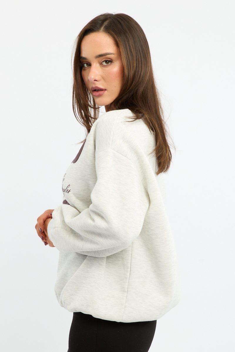 Grey Graphic Sweater Long Sleeve
