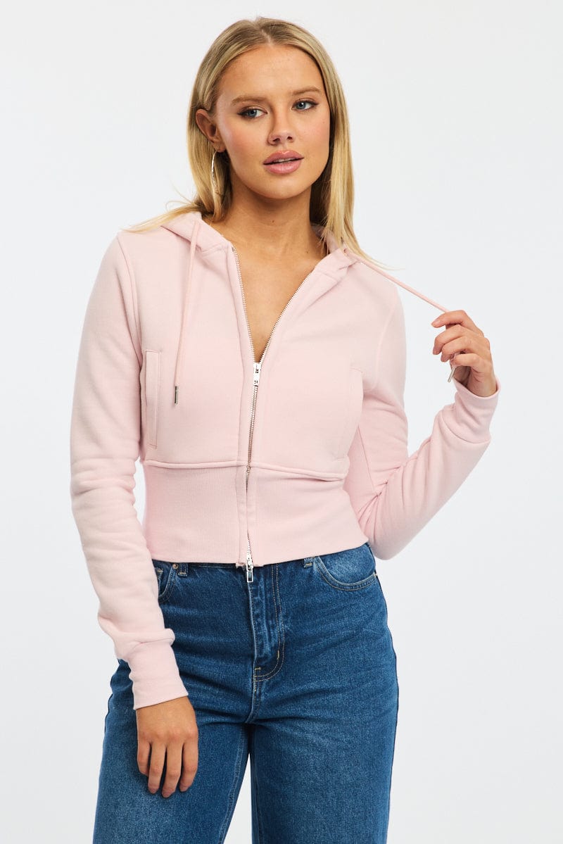 Pink Zip Through Hoodie
