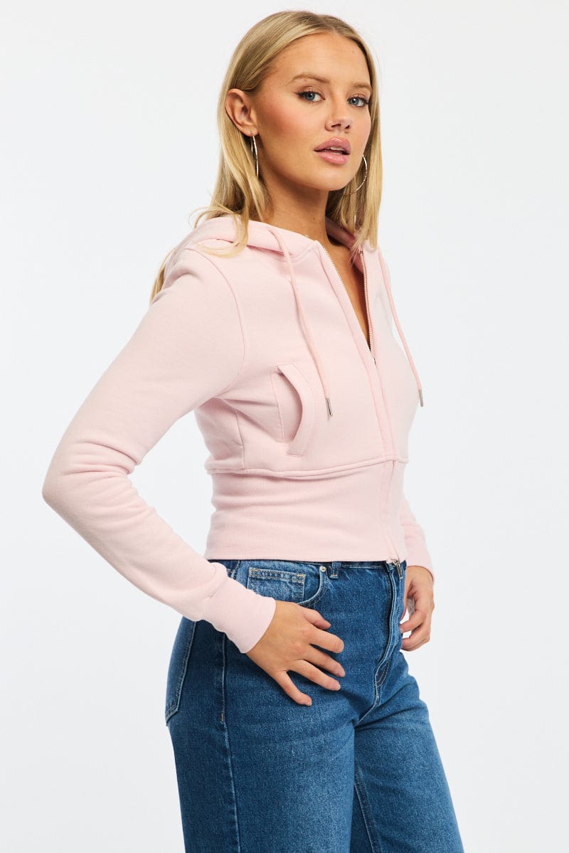 Pink Zip Through Hoodie
