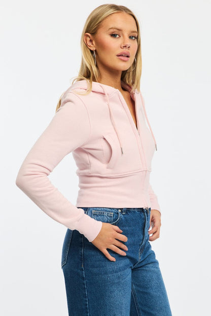 Pink Zip Through Hoodie